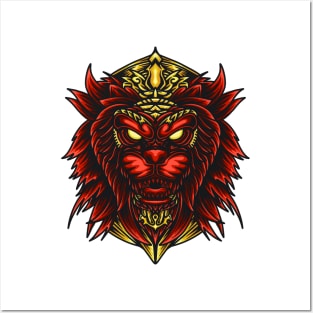 Lion King Head Illustration Artwork Posters and Art